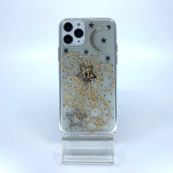 iPhone 11 Pro case. Protective PC material. Handmade. Gold and silver rhinestone - Picture 1 of 1